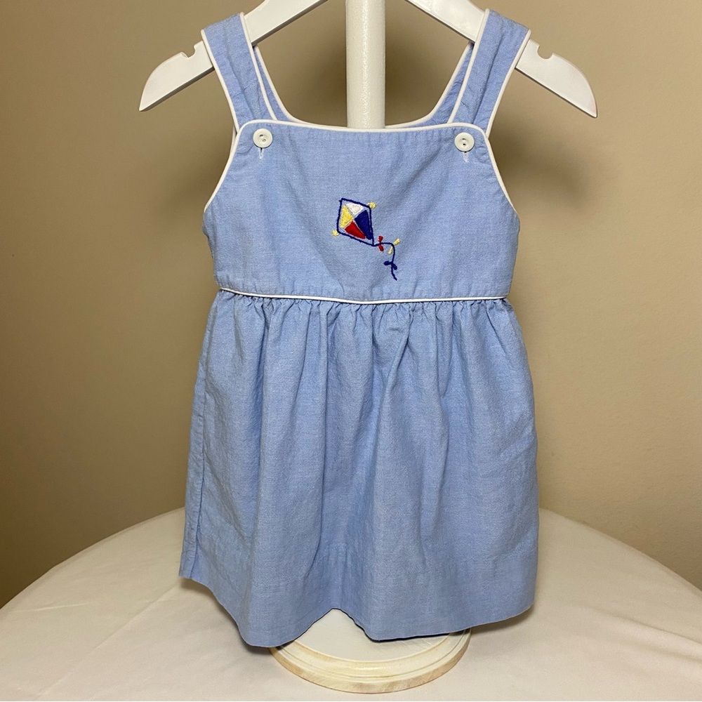Strasburg Vintage Light Blue Kite Embroidered Sun Dress Size 12 Months